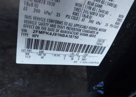 2022 Ford Edge Sel from USA, damaged, VIN 2FMPK4J91NBA18750